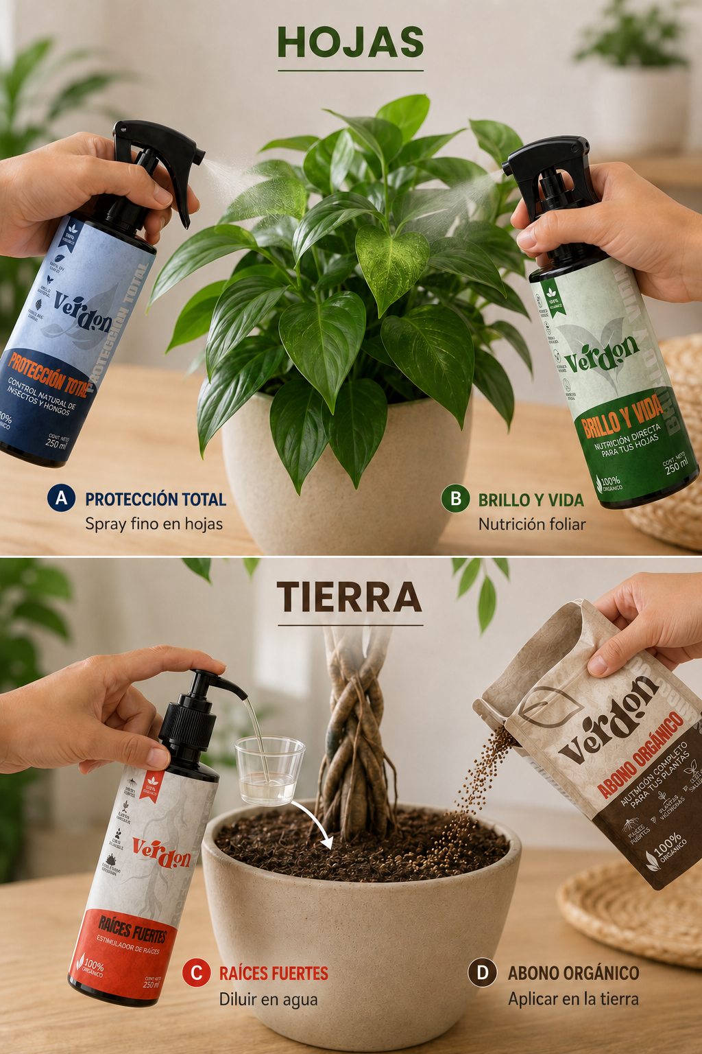 Productos VERDON para hojas y tierra